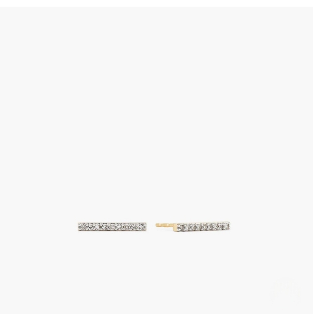 MEJURI 14K Solid Gold Pavé Diamonds Bar Studs